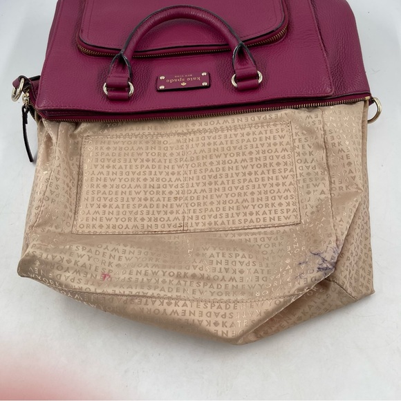 Kate Spade Magenta Pebbled Leather Zip Pocket Satchel Shoulder Bag - Picture 14 of 16